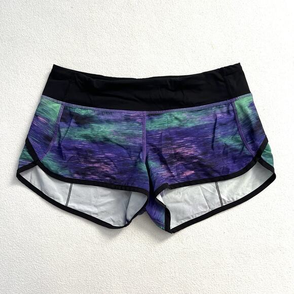 Lululemon Rio Nights Multi Black Green Purple Print 2.5" 4-way Speed Shorts 6 - Picture 1 of 10